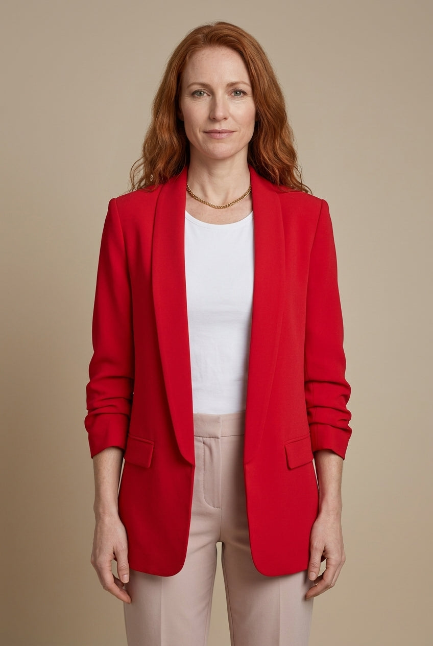 Tavi | Women's Fitted Wrap Collar Tailored Long Sleeve Button Blazer