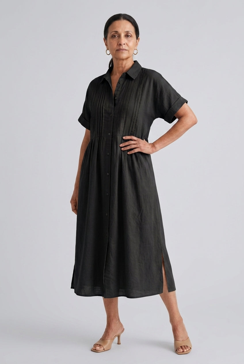Nathalie | Cotton Button Midi Dress
