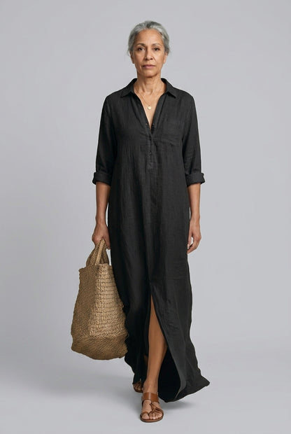 Cosima Karolina | Button-Front Maxi Shirt Dress