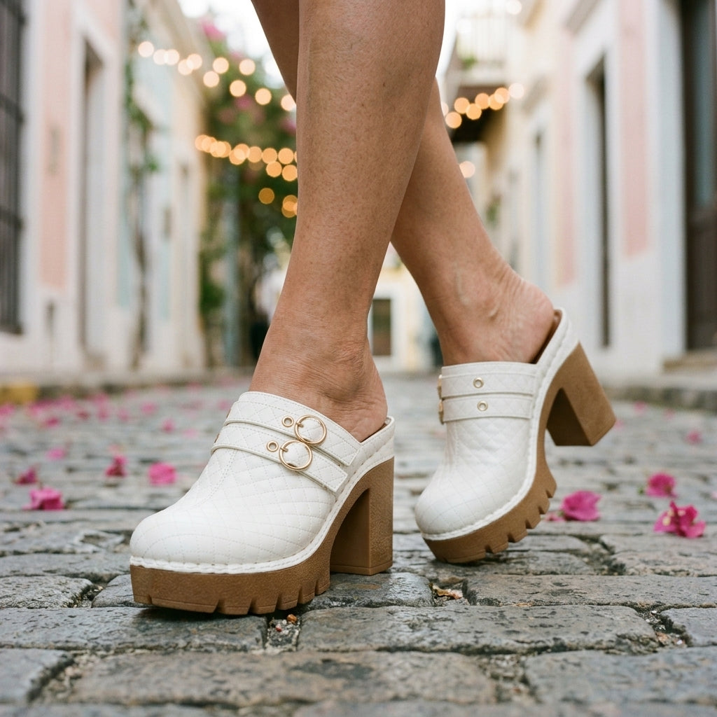 Wrenley Evadne | Quilted Twin-Strap Platform Heels