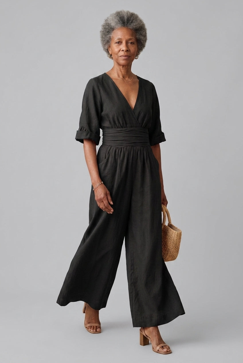 Cassandra | Wrap Wide-Leg Jumpsuit
