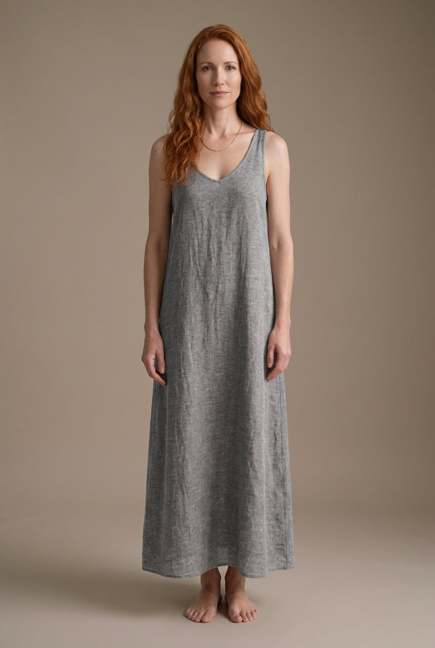 Classic Sleeveless V-Neck Dress for Women, Lightweight Versatile Silhouette, for Casual, Work, Brunch & Everyday Wear