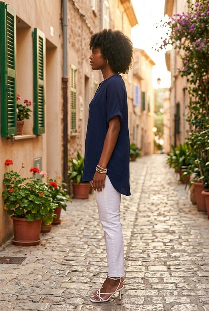 Fernanda | V-Neck Mid Sleeve Blouse