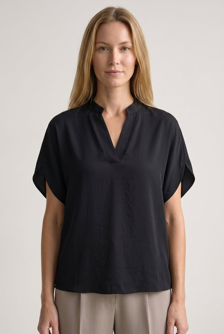 Soft V-Neck Blouse for Women, Lightweight Blend Relaxed Fit Hip-Length, for Office, Casual, Layering & Everyday Wear