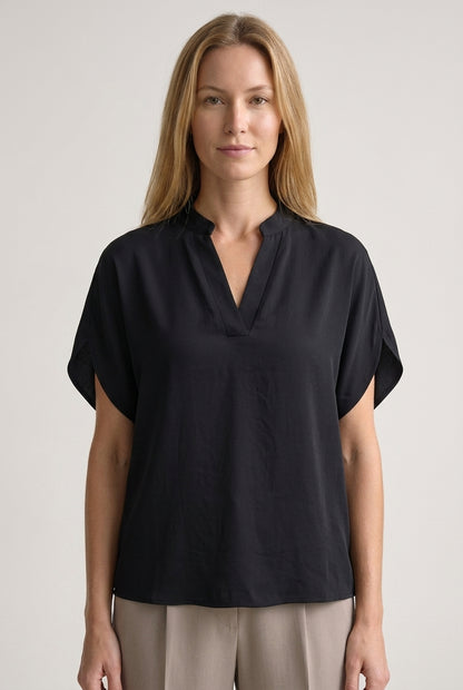 Soft V-Neck Blouse for Women, Lightweight Blend Relaxed Fit Hip-Length, for Office, Casual, Layering & Everyday Wear