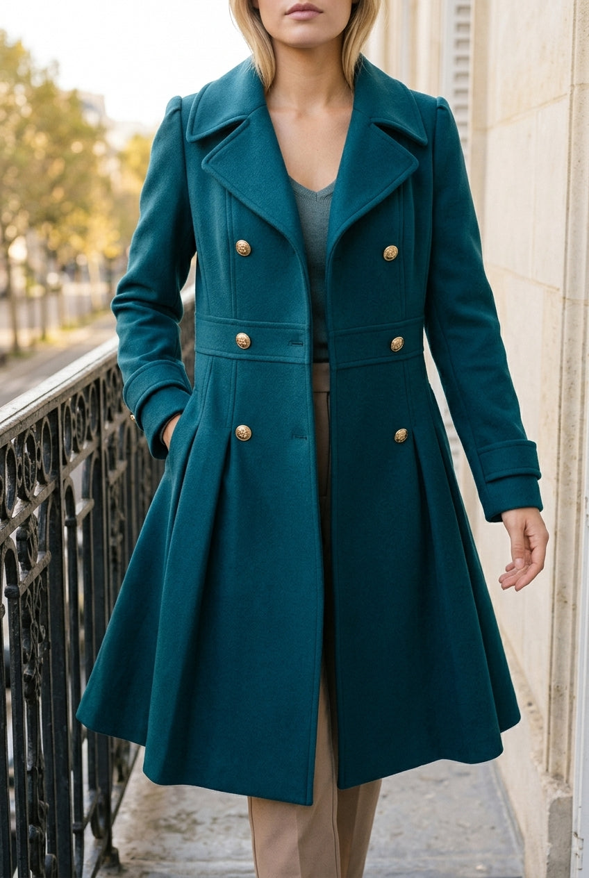 Kia | Double Button Long-Sleeve Coat