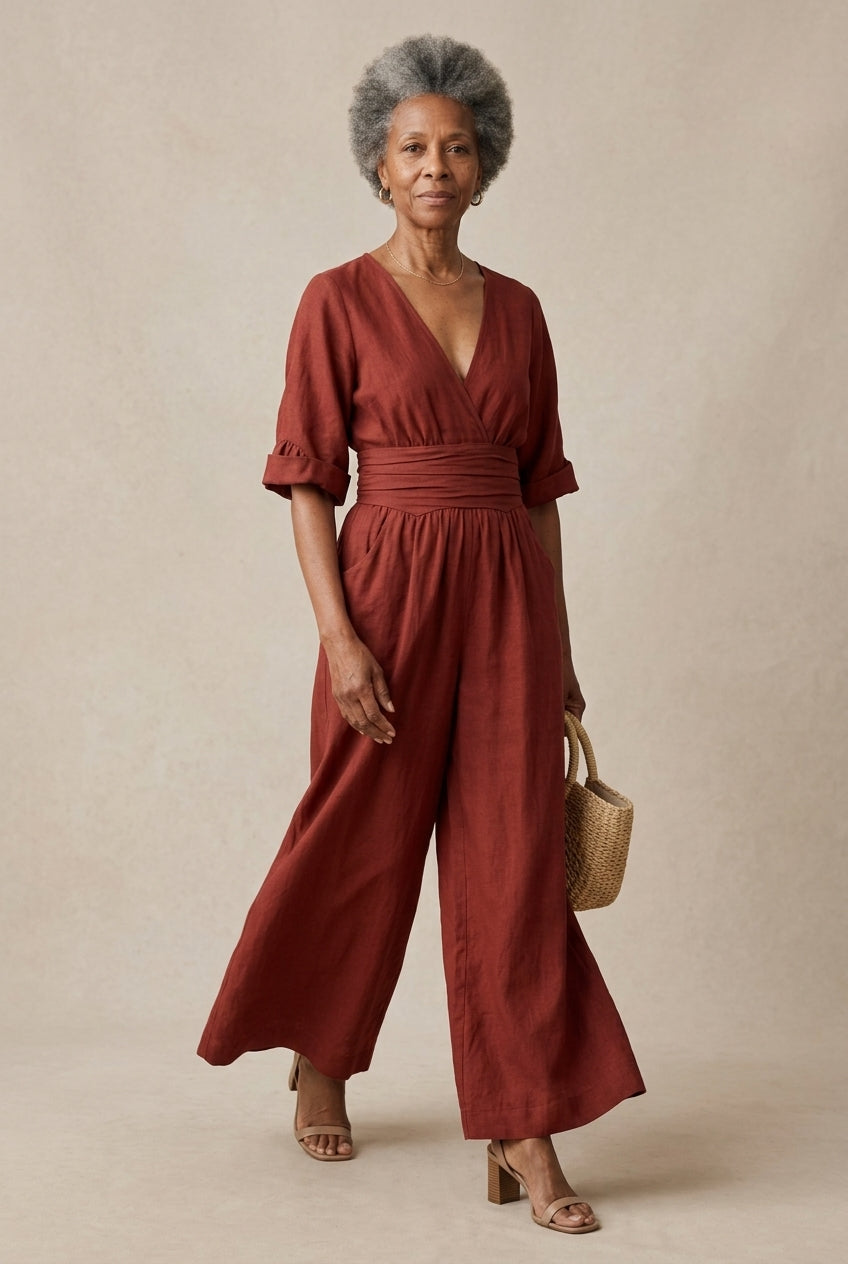 Cassandra | Wrap Wide-Leg Jumpsuit