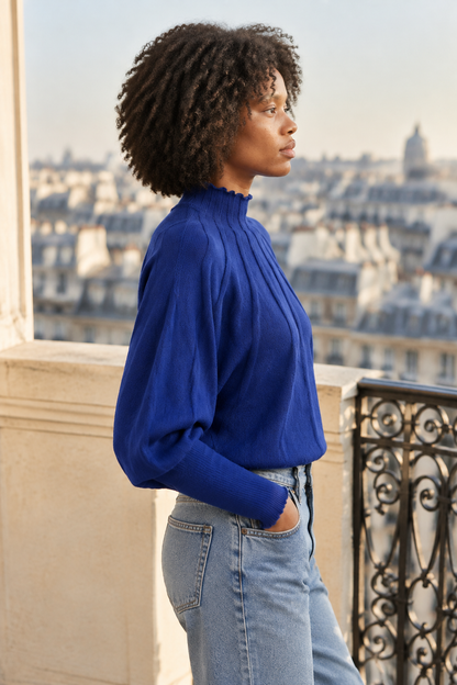 Nadis | Batwing Knit Mock-Neck Sweater