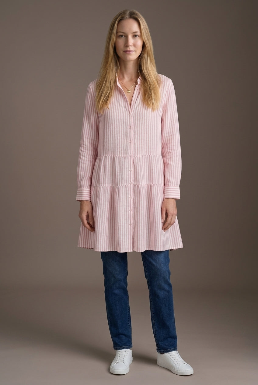 Breezy Striped Dress for Women, Button-Front Vertical Stripe Relaxed Fit, for Summer, Vacation, Brunch & Everyday Wear