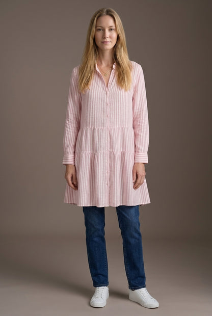 Breezy Striped Dress for Women, Button-Front Vertical Stripe Relaxed Fit, for Summer, Vacation, Brunch & Everyday Wear