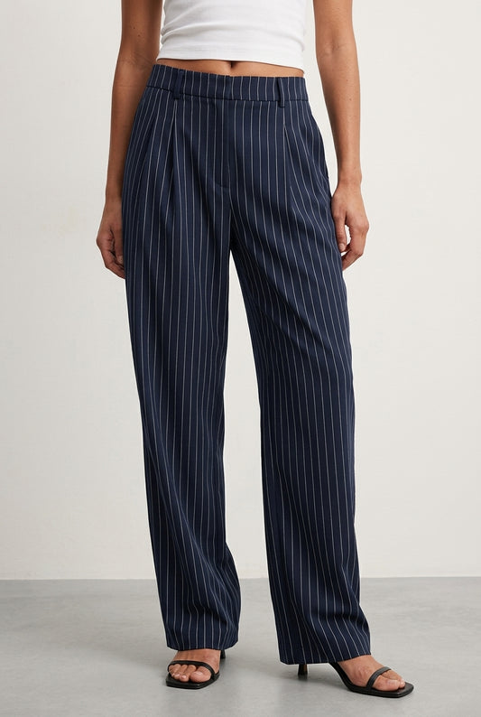 Ylvie | High-Rise Pinstripe Wide-Leg Trousers