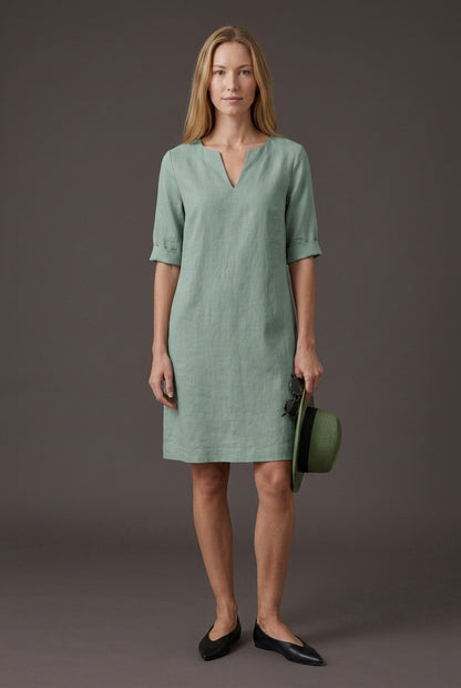 Elegant A-Line Dress for Women, V-Neck Mid-Sleeve Silk-Chiffon Blend, for Work, Casual, Special Occasions & Everyday Wea