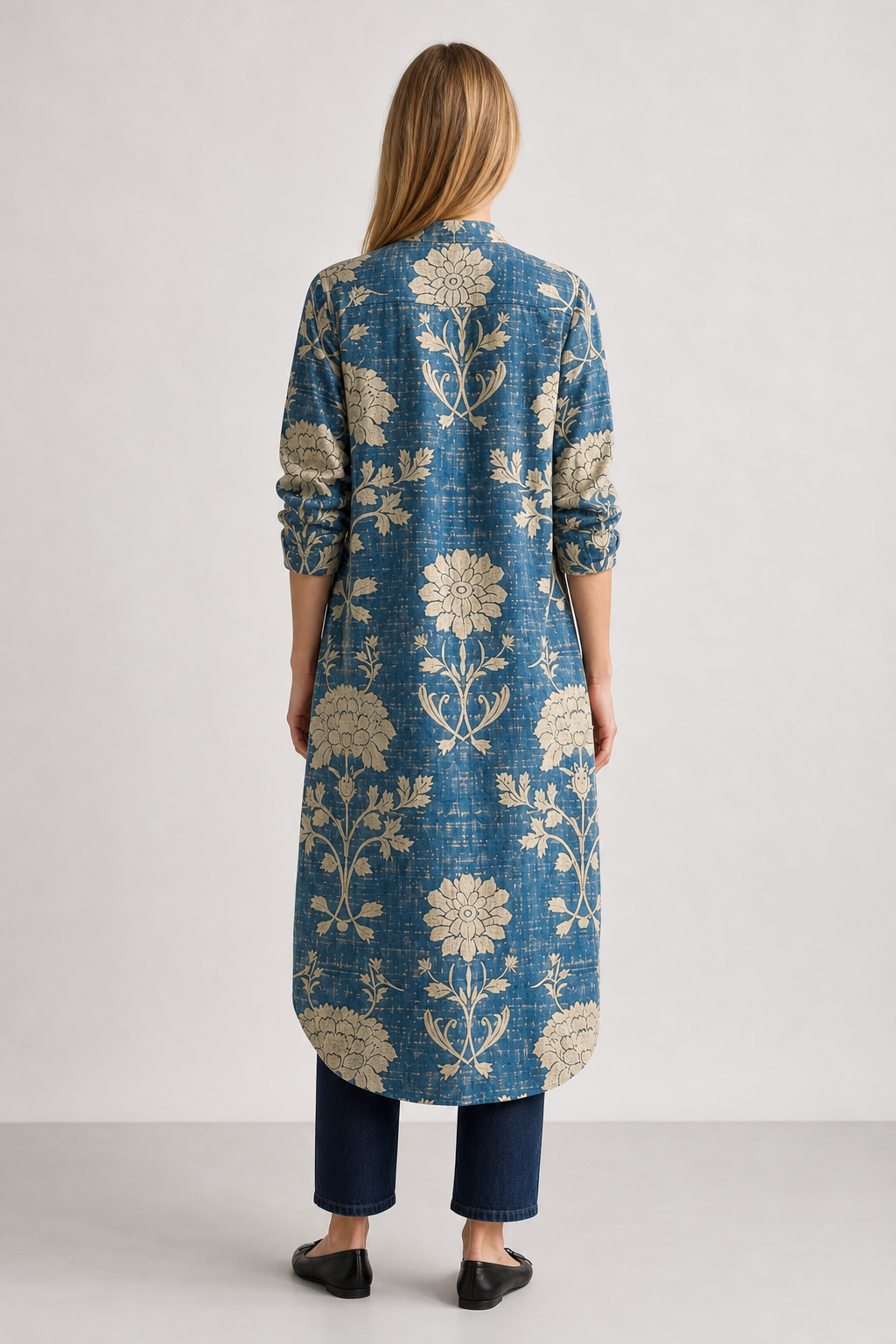 Lumi | Women's Boho Linen Floral V-Neck Pocket Midi Dress
