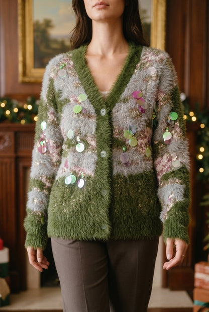 Merla | Festive Colorblock Cardigan