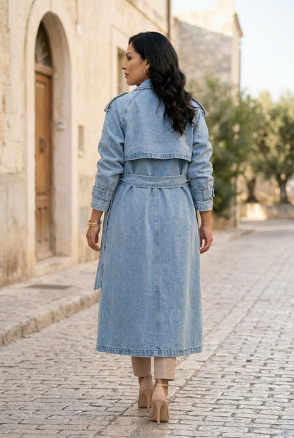 Ditis | Oversized Denim Trench Maxi Coat