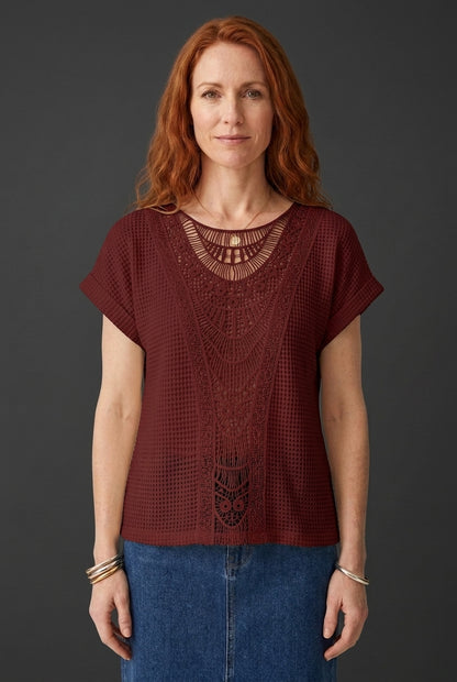 Elegant Ibiza-Style Boho Top for Women, Lightweight Relaxed Fit Round Neck, for Beach, Vacation & Everyday Wear