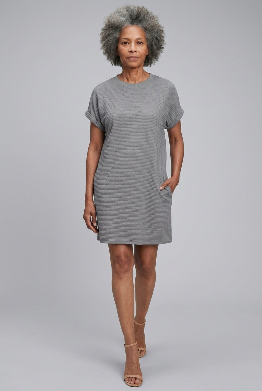 Cosette Tamsyn | Textured Crew Neck Mini Dress