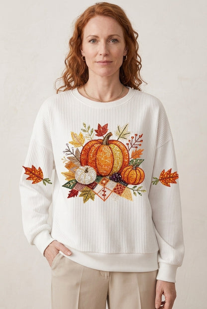 Cozy Harvest Sweatshirt for Women, Soft Relaxed-Fit Festive Design, for Fall, Thanksgiving, Casual & Lounging