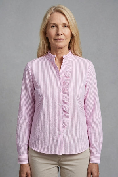 Floriane | Ruffle Trim Button Blouse