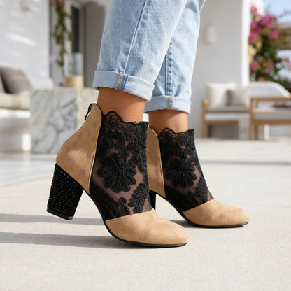 Zelda | Lace Floral Block Heel