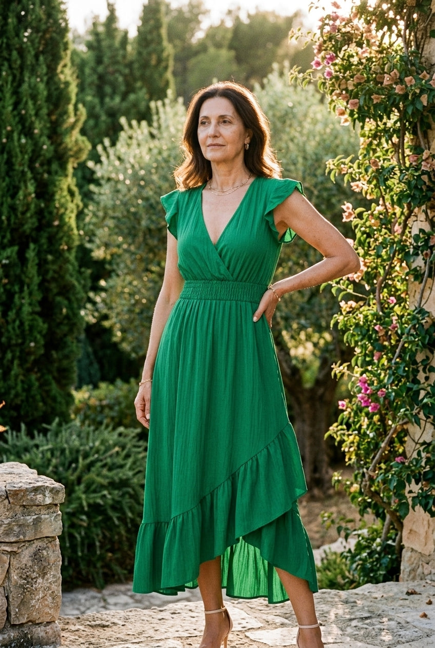 Sancha | Ruffled V-Neck Sleeveless Dress