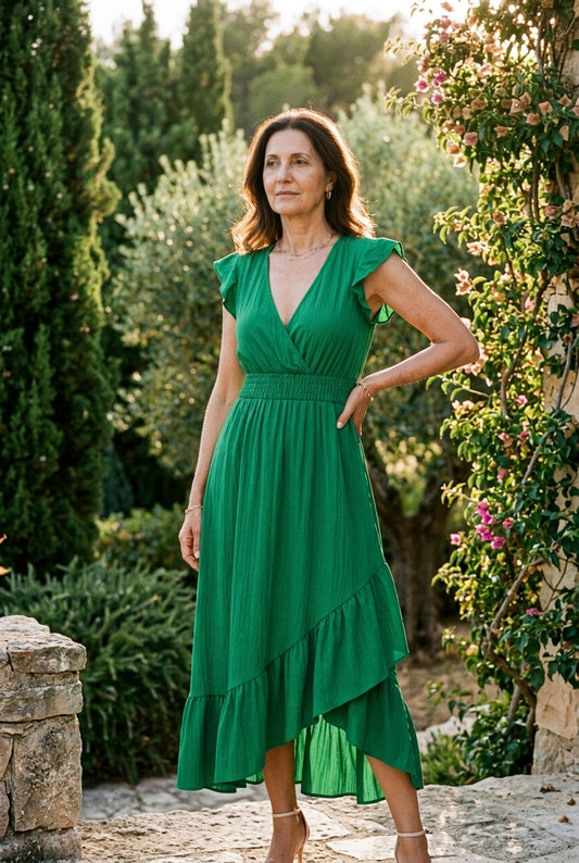 Sancha | Ruffled V-Neck Sleeveless Dress