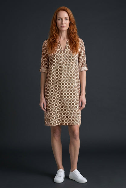 Vintage Split-Neck Summer Dress for Women, Relaxed Flowy Lightweight Breathable, for Casual, Garden Party, Evening & Eve