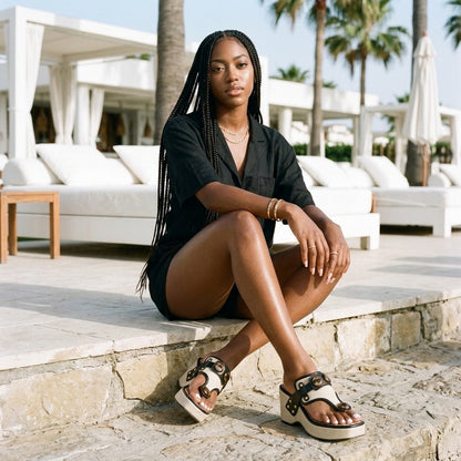 Marina Thea | Block Heel Slip-On Sandal