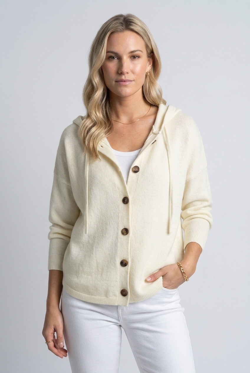 Andrina Evanthe | Button-Up Hooded Cardigan