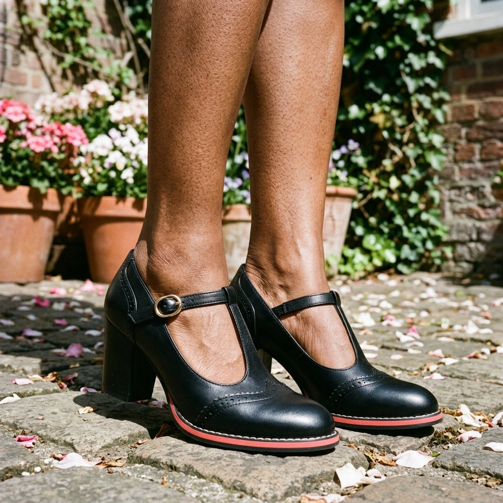 Liliane | Brogue Loafers with T-Strap