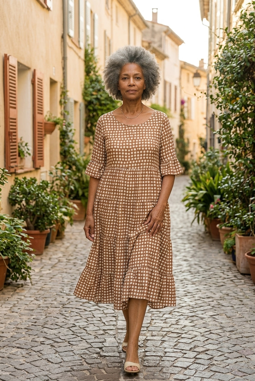 Marcelle | Short-Sleeve Midi Dress