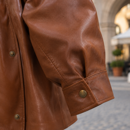 Meika | Glossy Faux Leather Jacket