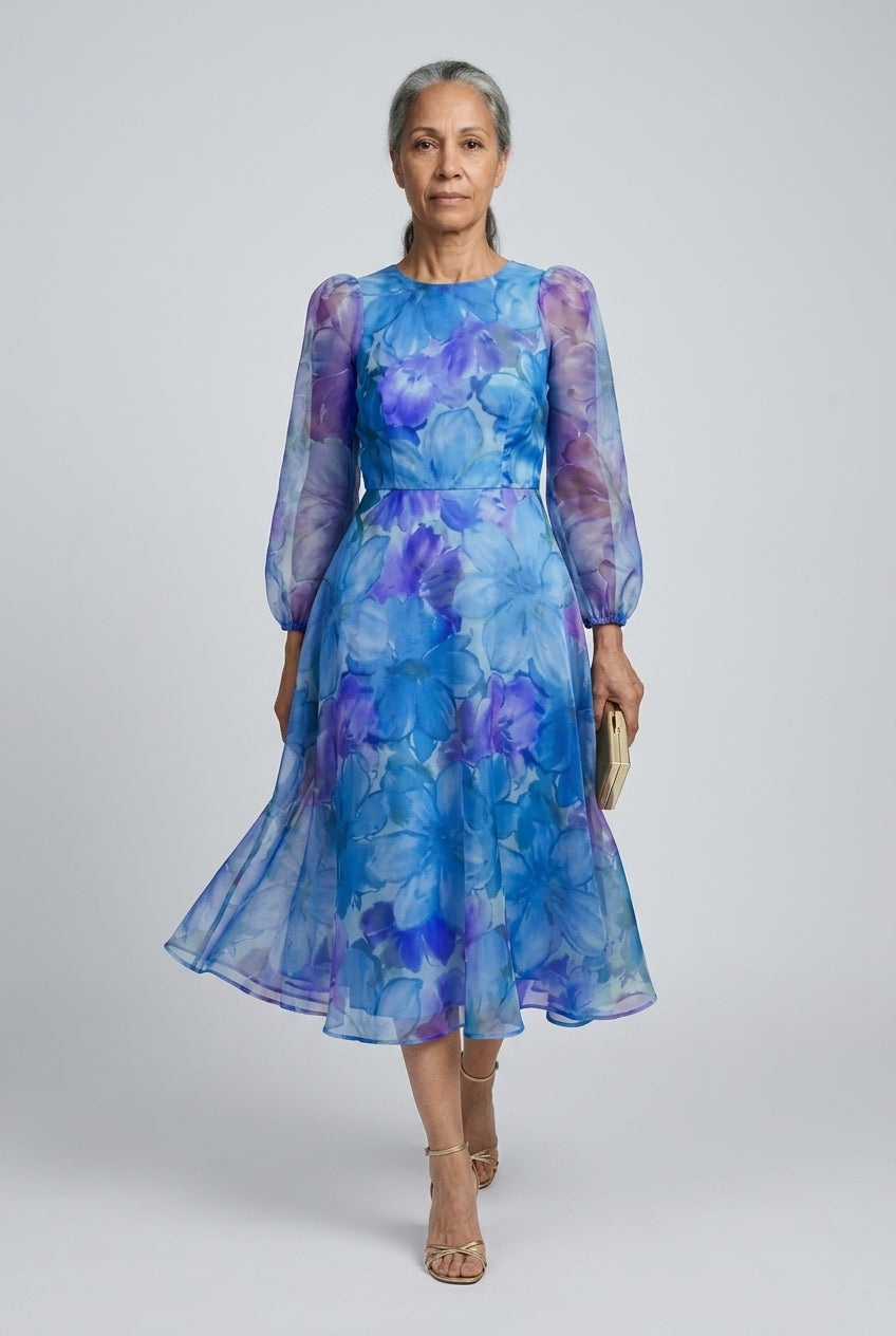 Odetta | Floral Long Sleeve Midi Dress