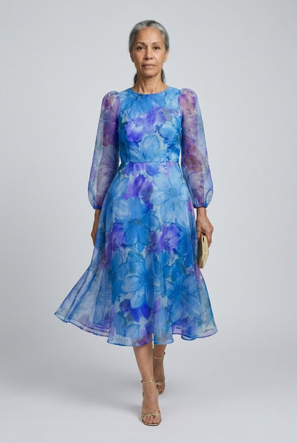 Odetta | Floral Long Sleeve Midi Dress