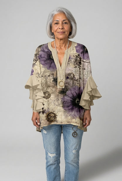 Thomasina Fabienne | Floral Ruffle Blouse