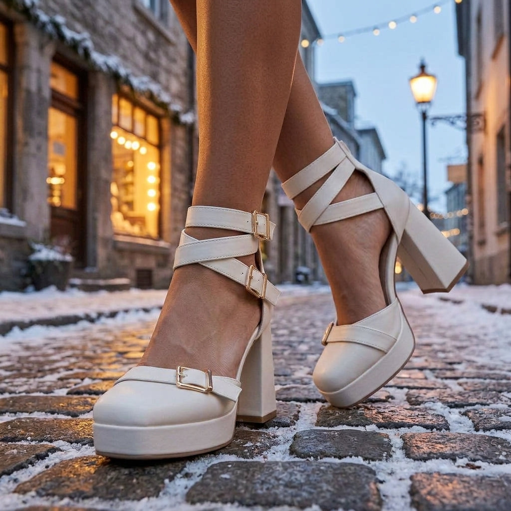 Coralie | Buckle Strap Block Heel