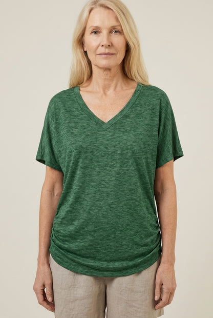 Classic V-Neck Loose Fit Shirt for Women, Batwing Sleeve Relaxed Silhouette, for Casual, Everyday & Versatile Wear