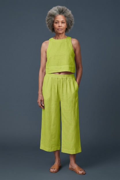Casual Sleeveless Capri Pants Set for Women, Crop Top Wide-Leg, Lightweight Breathable, for Summer, Vacation, Everyday &