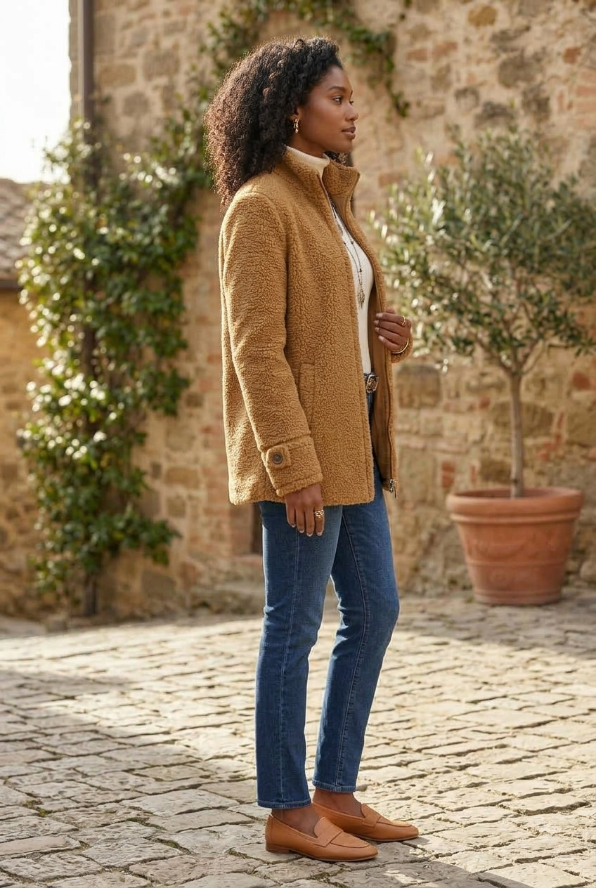 Nel | Sherpa Teddy Zip-Up Coat