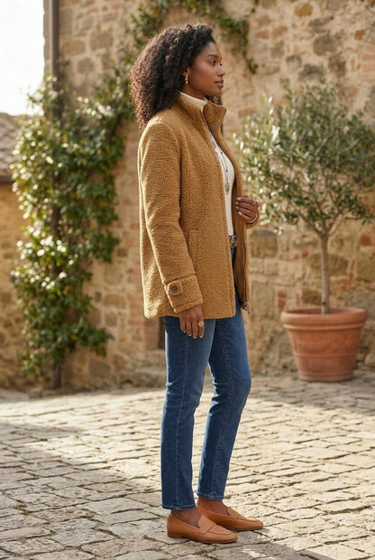 Nel | Sherpa Teddy Zip-Up Coat