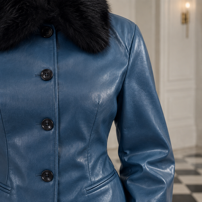 Enine | Faux Leather Peplum Jacket
