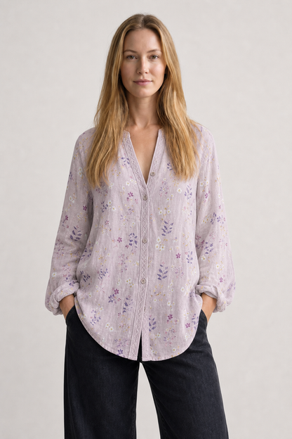Noa | Women's Linen Long Sleeve Button-Down Blouse