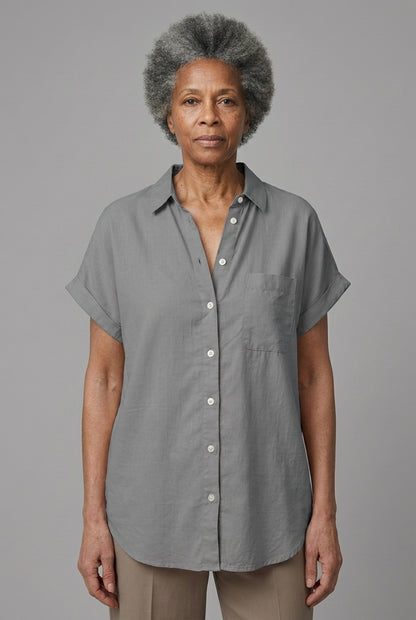 Celestine Leonie | Button-Down Short-Sleeve Blouse