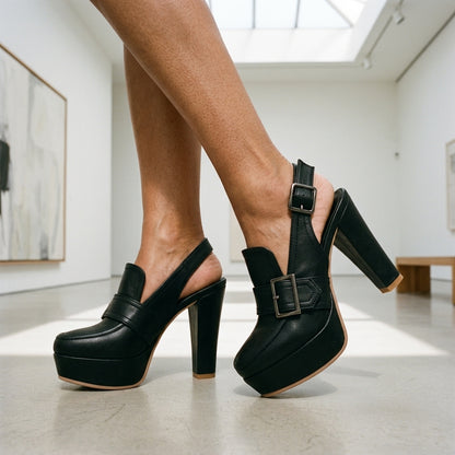 Mirabel | Croc Slingback Block Heels