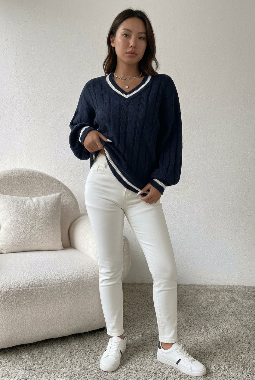 Torea | Cable-Knit Colorblock Sweater