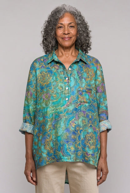 Gwyneth Helena | Floral Oversized Collar Blouse