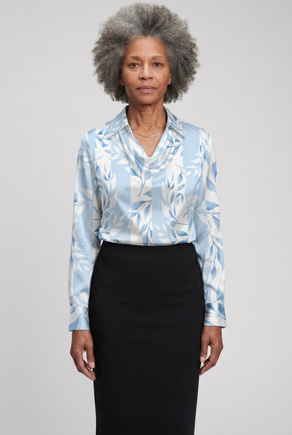 Elegant Satin Blouse for Women, Soft Drape Neckline Feminine Cut, for Work, Dinner, Evening & Everyday Wear