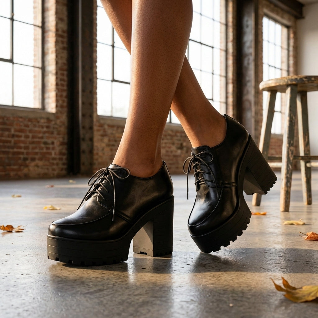 Katya Tamara | Vegan Leather Lace-Up Block Heel