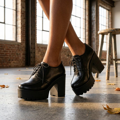 Katya Tamara | Vegan Leather Lace-Up Block Heel