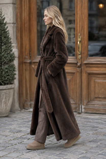Rebis | Faux Fur Belted Coat